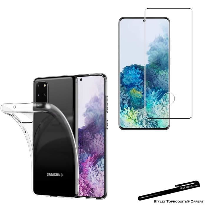 Film de protection en Verre trempé noir + coque de protection pour Samsung Galaxy S20 Plus avec Stylet Toproduits®