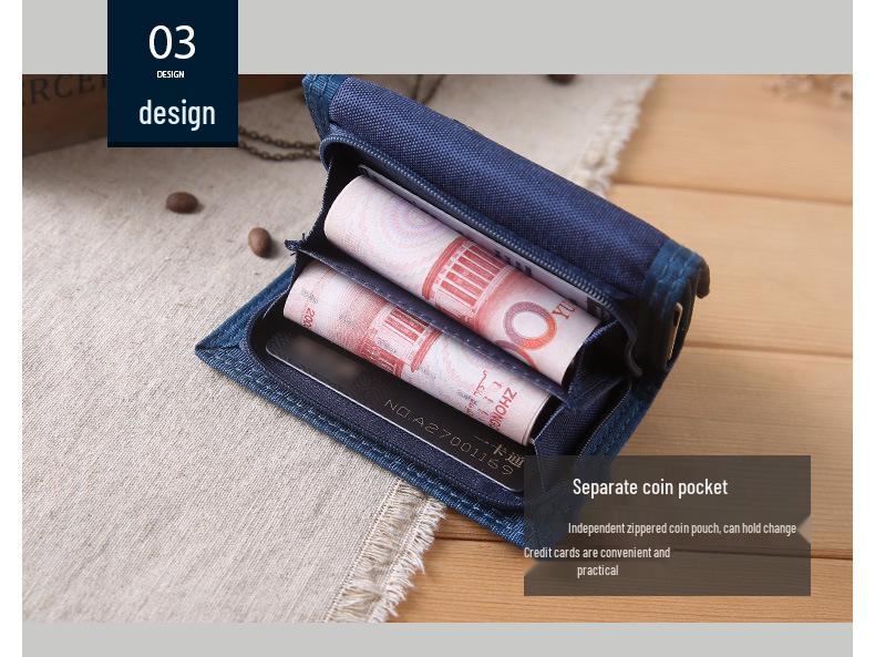 Men's Korean Style Canvas Tri-fold Wallet for Youth and Students