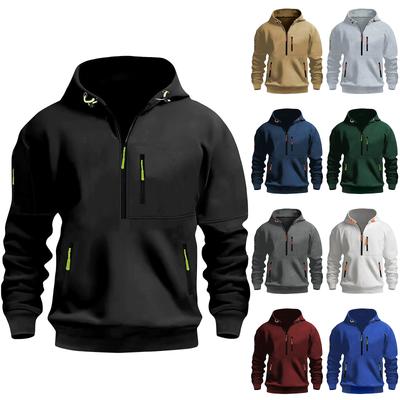 Men's Sweatshirt Hoodie Zipper Arm Pocket Cardigan Men's Sports Large Size Casual Hoodie