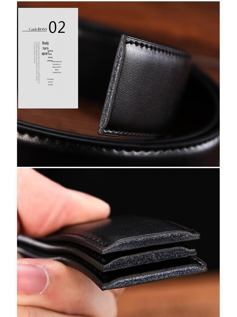 Men's Genuine Perforated Leather Belt Strap, Needle Buckle, 3.2 Cowhide, No Buckle Included, 3.0 Width.