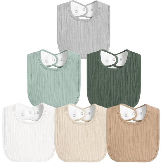 Muslin Baby Bibs for Boys Girls, Soft Cotton Baby Drool Bibs, Drooling and Teething Bibs for Infant, Newborn A