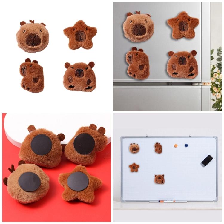 4 Stück Cartoon Capybara Plüschtier Kühlschrankmagnete Tierpuppen Kreativer Kühlschrank-Magnetaufkleber Küchendekoration