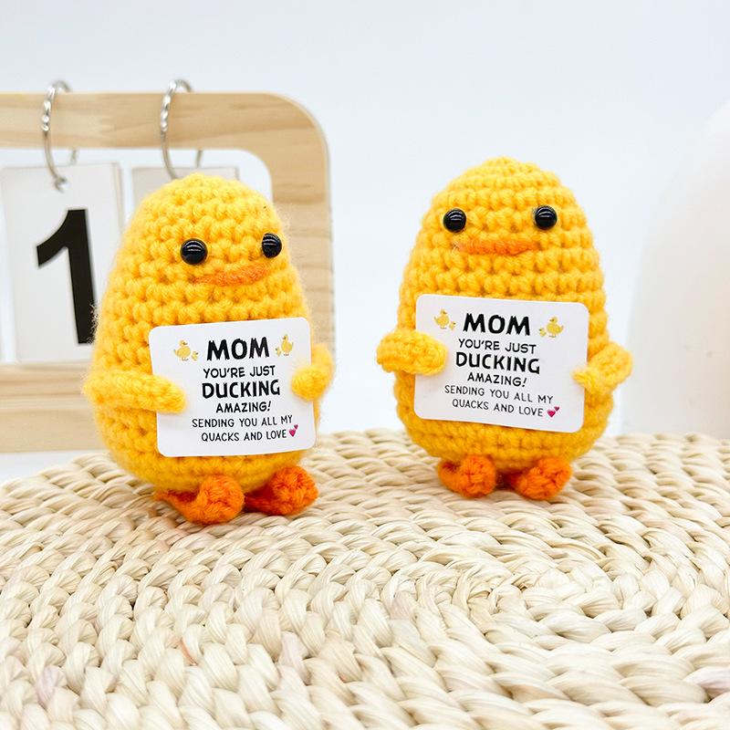 New Positive Crochet Duck Doll Cute Emotional Support Duck Desktop Ornament Emotional Inspirational Support Gift for Women Men