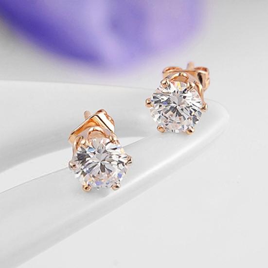 Women's Fashion 9K Gold Plated Crystal Ear Studs Party Wedding Earrings Jewelry