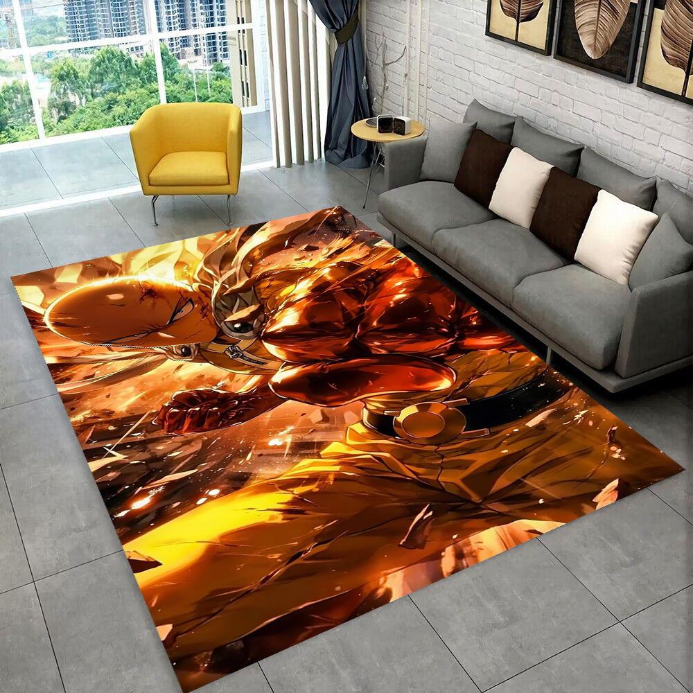 3D One Punch Man Saitama Cartoon Anime Teppich für Wohnzimmer Schlafzimmer Zuhause Sofa Dekoration, Kinder Spiel Rutschfeste Bodenmatte