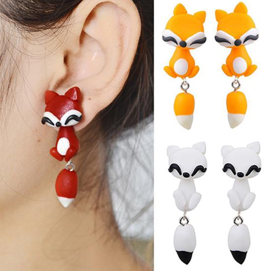 Earrings Cartoon Animal Shape Polymer Clay Handmade Ear Studs for Party