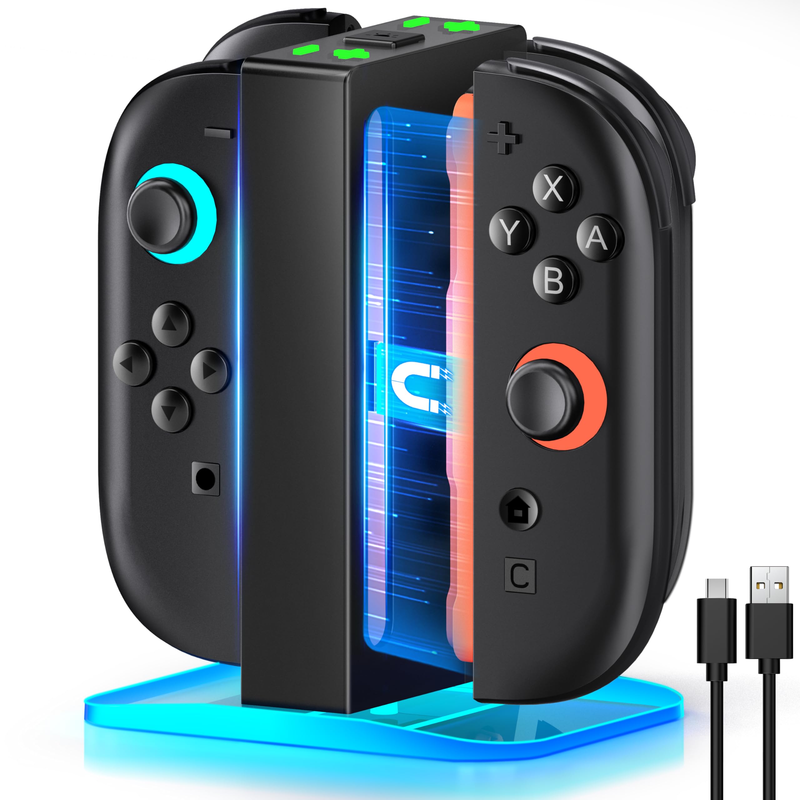 

Switch 2 Charging Stand Fast Charging Stand Left and Right 2 Controller Compatible Dock with LED Charging Indicator 6 RGB Convenient Charging Dock