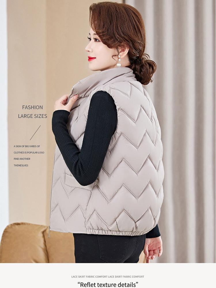 Herbst und Winter Damen einfarbige Mutterweste Stehkragen kurze winddichte warme Damenweste mittleres Alter und ältere ärmellose Jacke