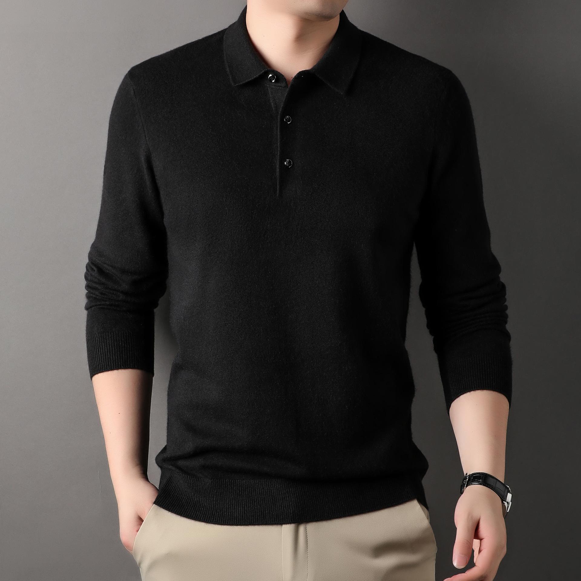 

Lapel Men S Plush Sweater Polo Shirt Skin-Friendly, Long-Sleeved Knitted Sweater T-Shirt Men S Slim-Fitting Casual Trend 4XL чёрный