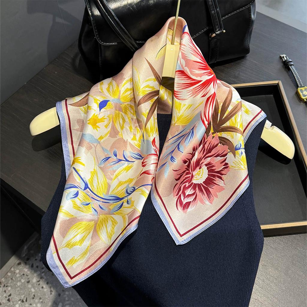 100% Pure Silk Scarf Women Neck Square Headband Scarves Bandana Fashion Hijab Poncho Scarves Pashmina Female Foulard 53cm