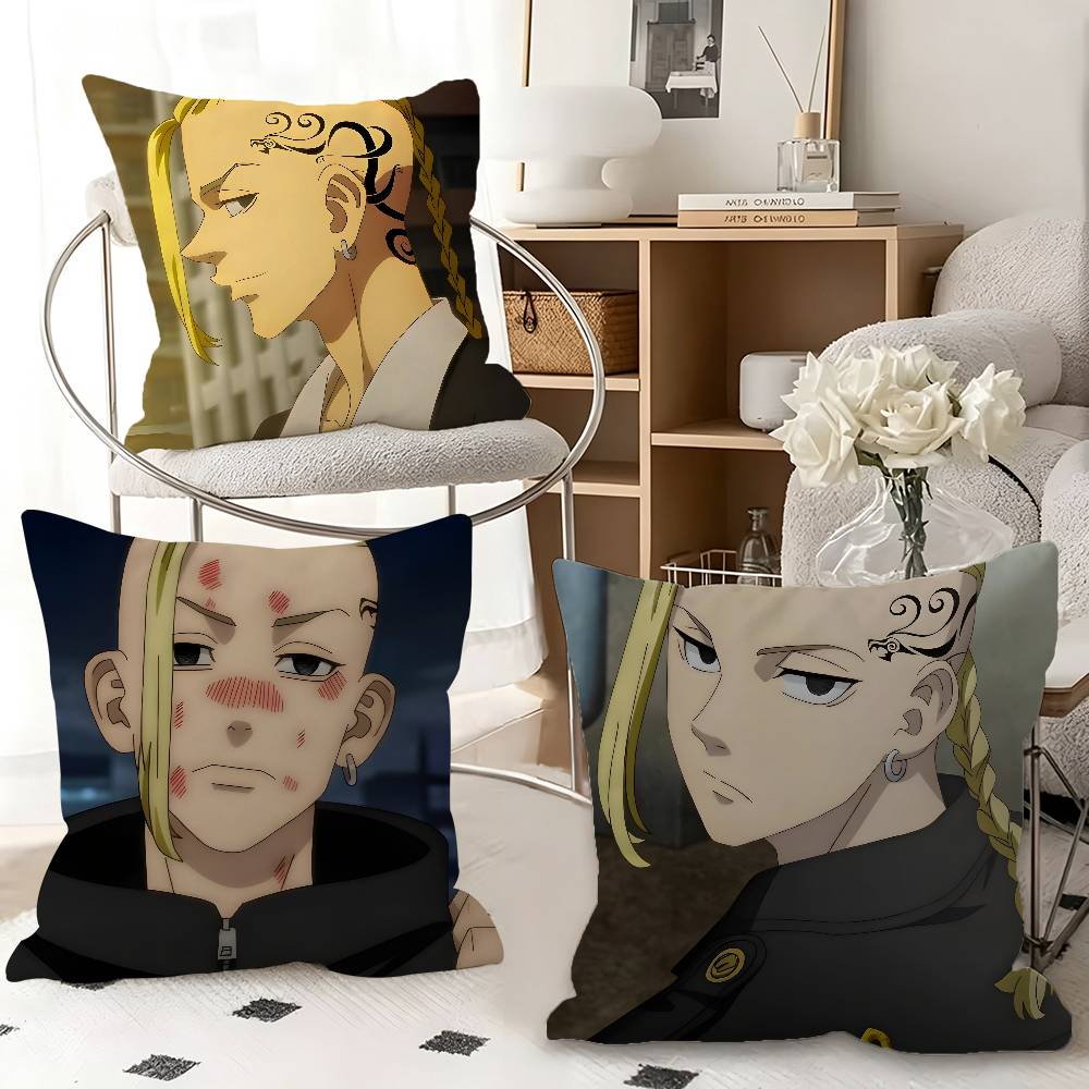 1pc Ken Ryuuguuji Anime Characters Pillow Case Fashion Square Pillowcase Bedroom Sofa Room Ins Decoration Leisure