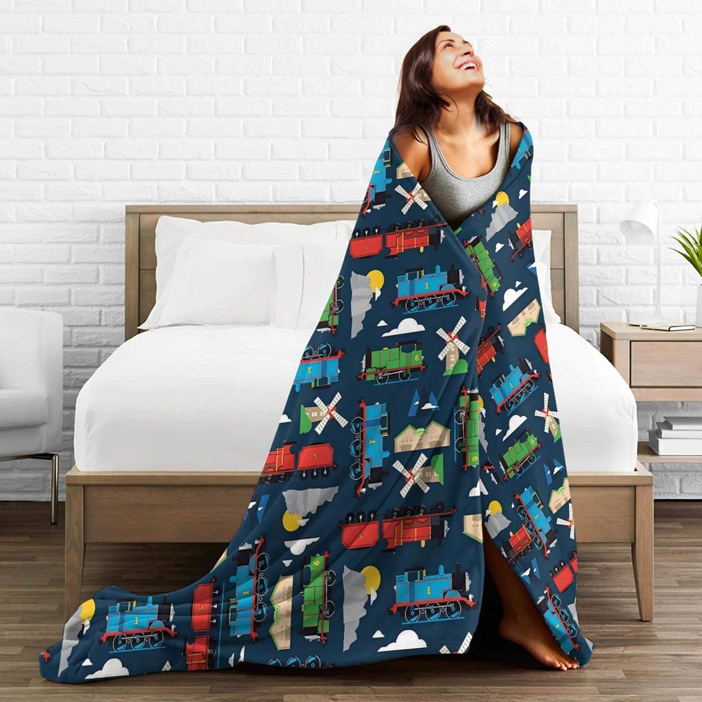 TAll Aboard with T-Thomas The Train Friends Blankets Quality Super Warm Throw Blanket Winter Travel Home Decor Funny Bedspread