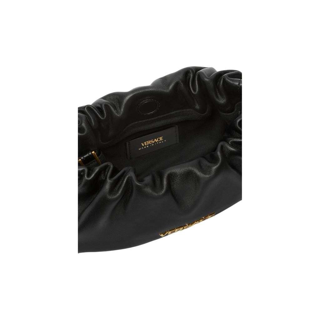 Versace Tag Borsa Brand Metal Logo Lambskin Clutch Mini Women clutch Black 1021699-1A13171-1B00V