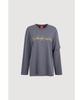 LUCKY CHOUETTE Lettering Point Loose Fit Long Sleeve T-Shirt (Dark Blue) Lftaw25320Bud
