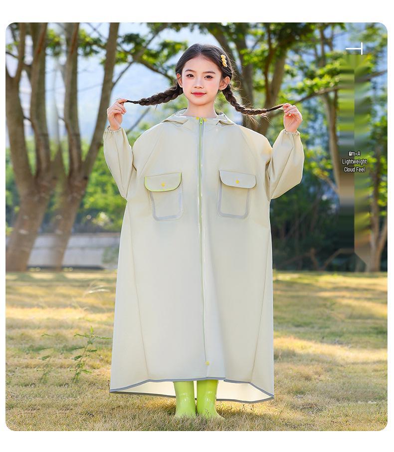 Children's Stormproof Long Rain Cape with Backpack Compartment - Medium & Large Sizes for School
