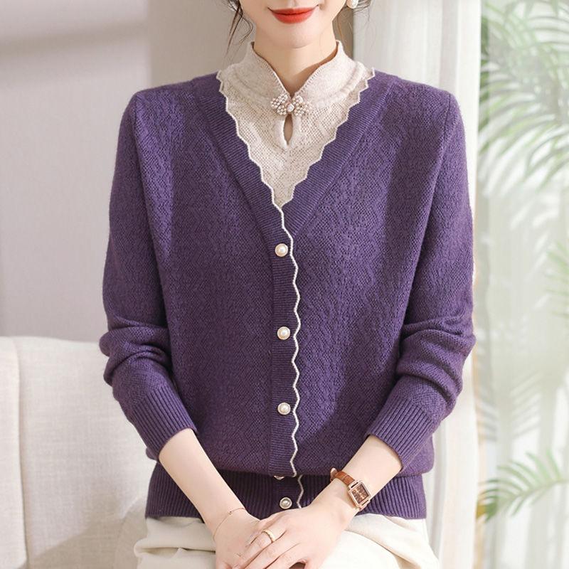 Temperamentní top falešný dvoudílný svetr v národním stylu Nový dámský pletený základní svetr