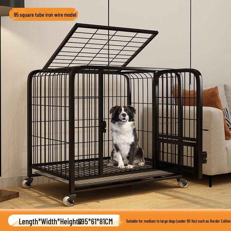 Small Dog Cage with Toilet for Corgi, Shiba Inu, Bichon Frise, French Bulldog, Teddy
