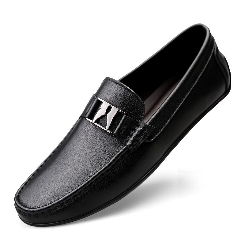 Fashion Fashion Brand Classic Black Business Casual Bean Shoes 2025 High-quality Men's Comfortable Top Layer Cowhide Soft Soled Loafers