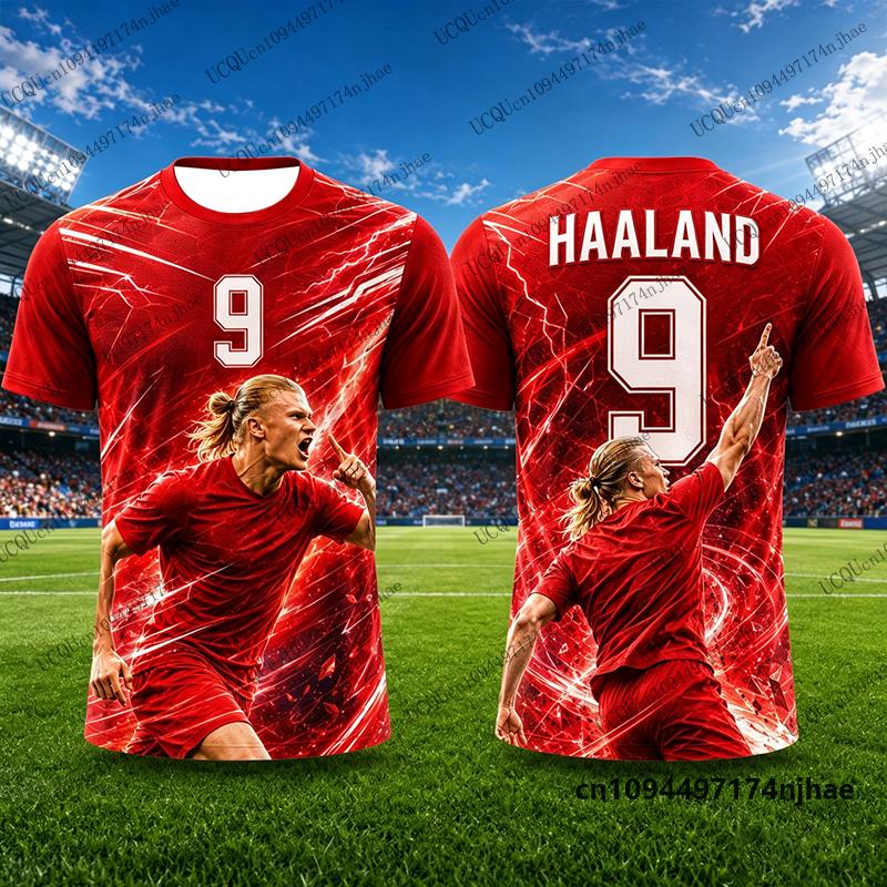 New 2026 Special Edition Haaland #9 Print Football Jersey For Men's T-shirt Summer Breathable Sports Tees Casual Kids/Adult Tops