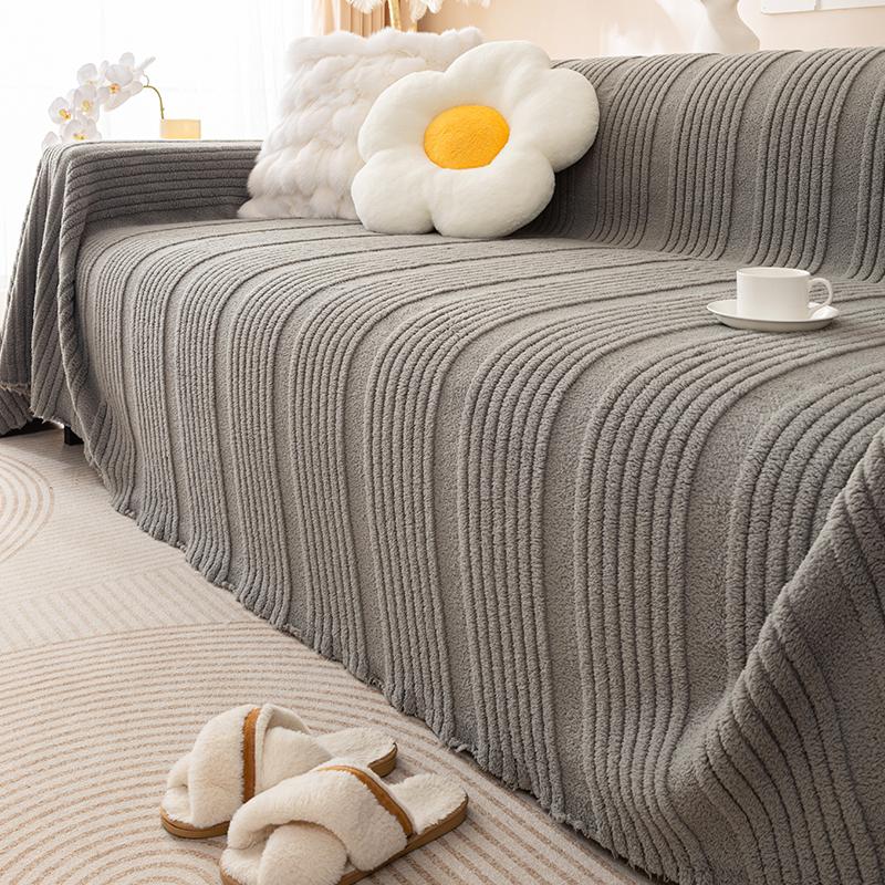 French Cream Style Sofa Cover Cloth New Winter Plush Sofa Cover High-end Non-slip Living Room Cushion