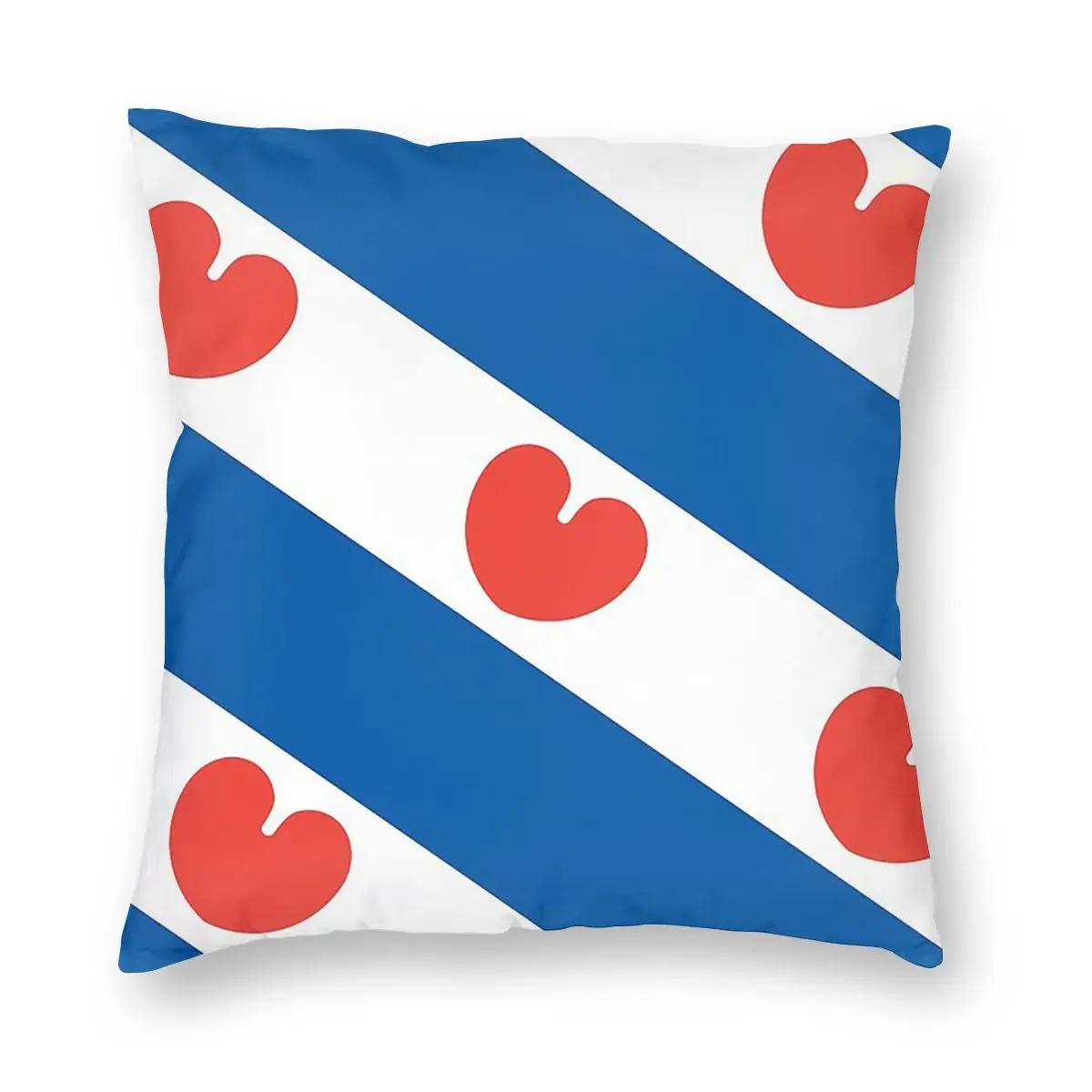 

Friesland Flag Square Pillow Case Polyester Cushions for Sofa Netherlands Dutch Holland Fashion Cushion Covers 12x12Inch
