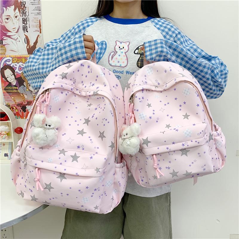 Women's Large Capacity Star Backpack - Lightweight, Cute, and Simple for Primary To High School Students