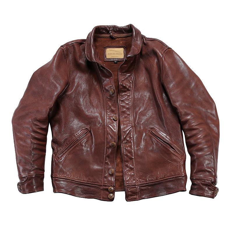 Einstein Jacket Fattened Plus Size Leather Leather Jacket Men's Locomotive Ami Kaji Goat Leather Jacket