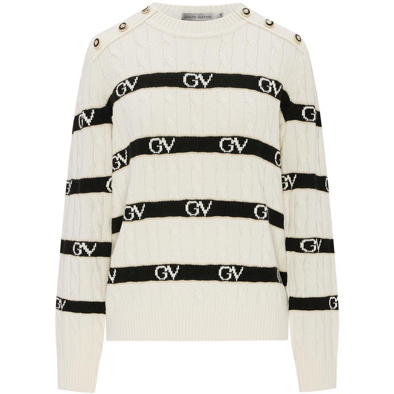 

GIOVANNI VALENTINO Women s Striped Round Neck Knit Sweater M