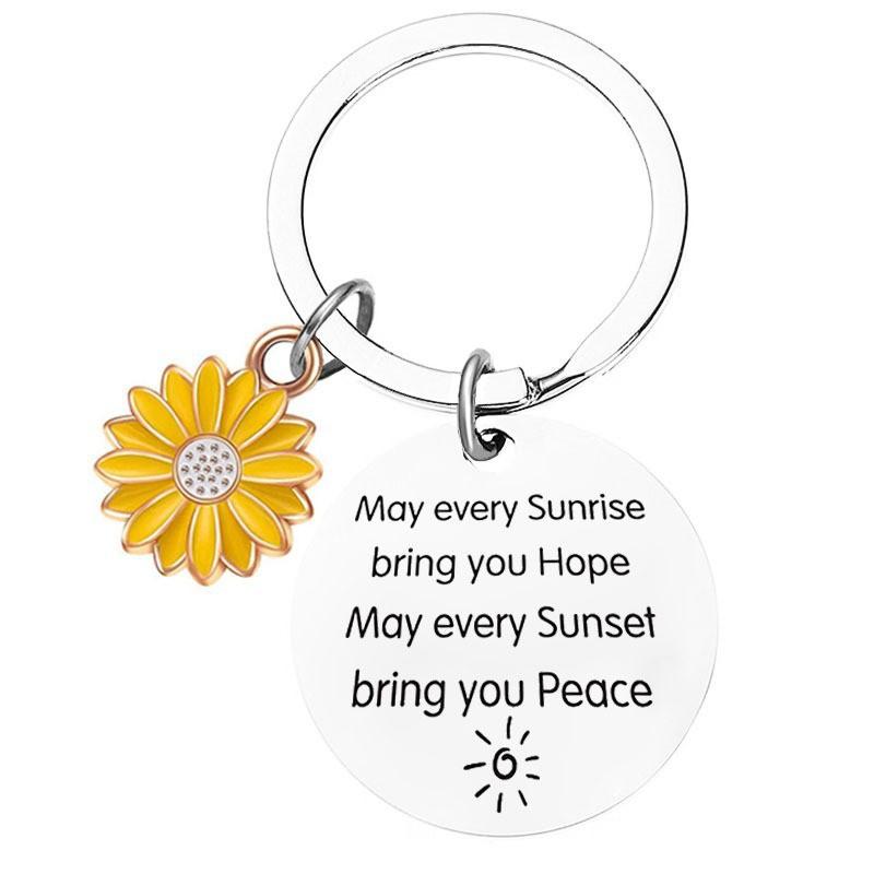 Sunflower Keychain Pendant Metal Stainless Steel Keychain Stainless Steel Keychain for Mothers Day and Fathers Day Backpack Bag Pendant