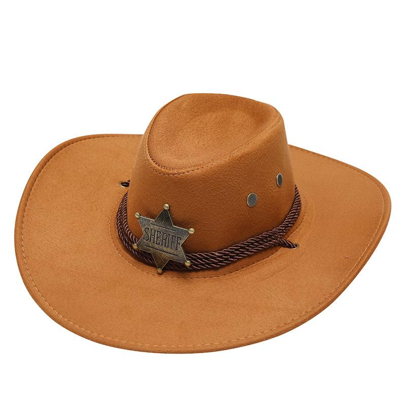 Western Cowboy Hat Vintage Style Sheriff Cap Sunscreen With Wind Rope Hat Men And Women Horseback Riding Tourism Fishing Sunshade Cap