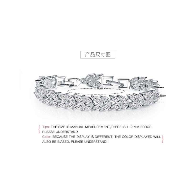 Meier European and american bracelet bracelet jewelry fashion colorful zircon willow leaf bracelet copper crystal bracelet