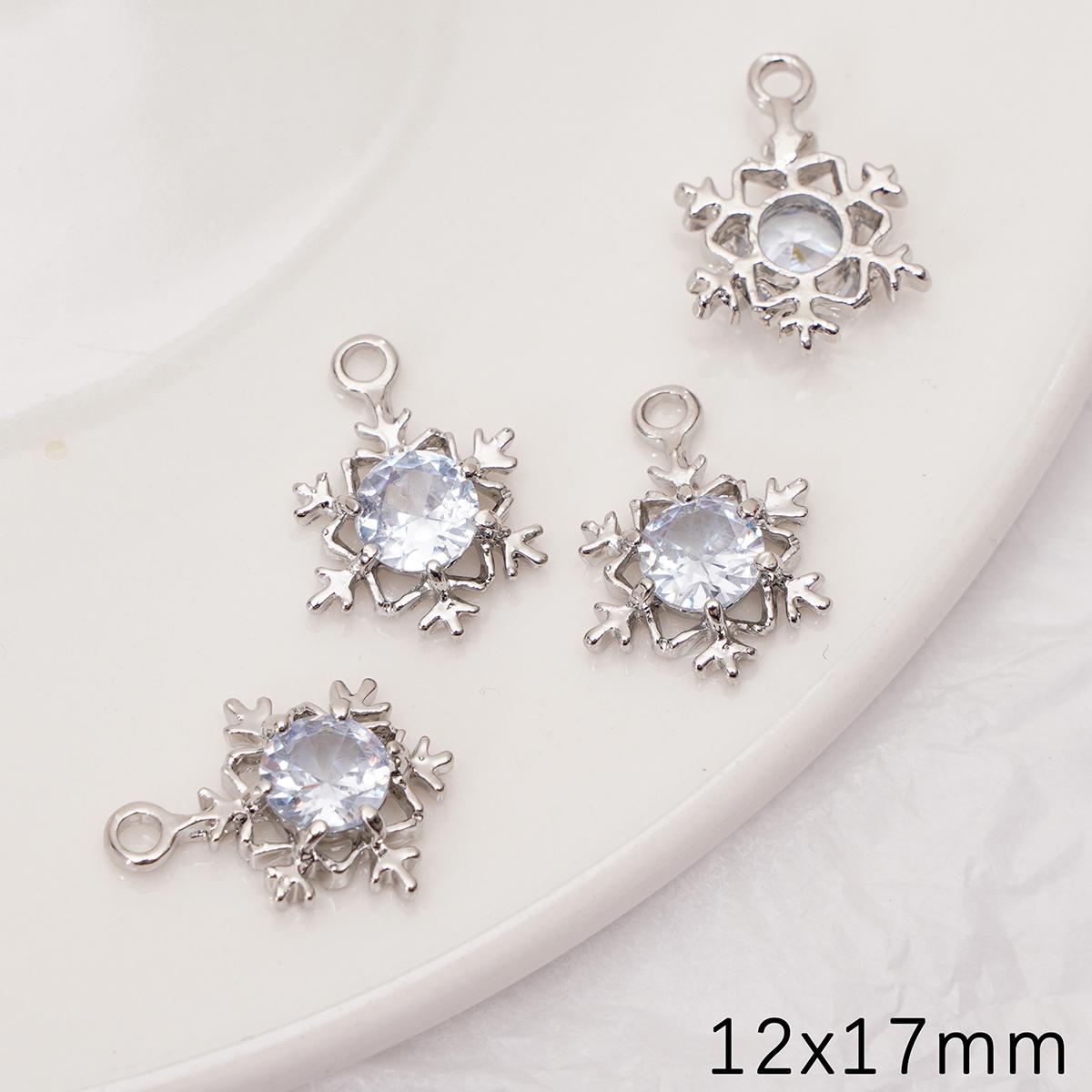 

Подвески-шармы из сплава с сохраняющим цвет цирконом для изготовления браслетов, ожерелий и ювелирных изделий своими руками Snowflake