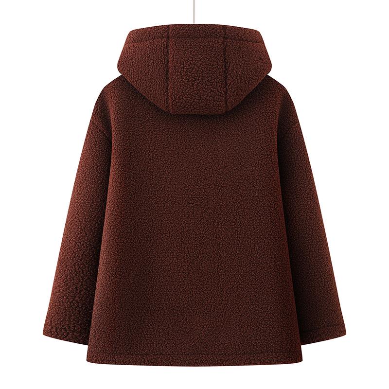 Women's Plus Size Lambswool Hooded Fleece Cardigan