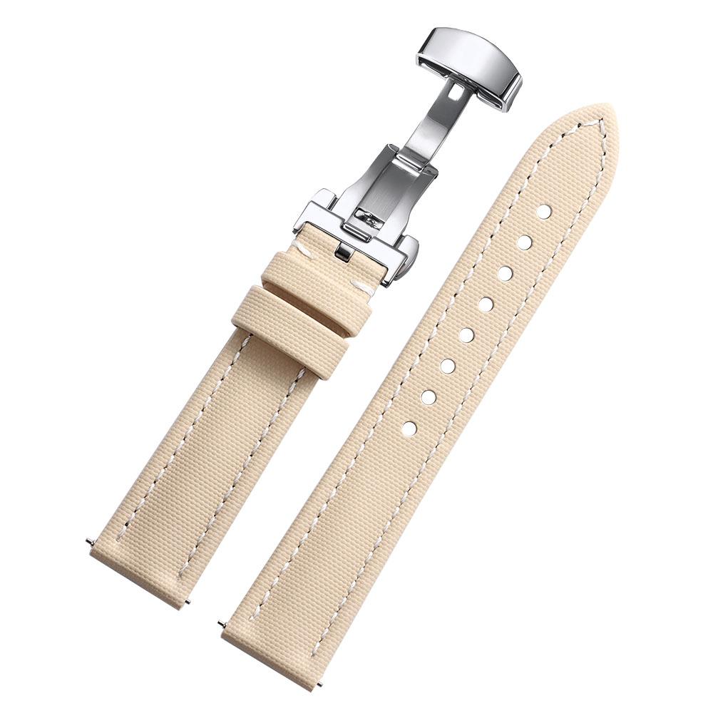 Waterproof Sailcloth Watch Band Butterfly Buckle Sailcloth Strap Quick Release 18/19/20/21/22mm Durable Nylon Bracelet Wristbelt