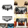 Intricate Black Lace Spider Web Bat Decor For Halloween Fireplace Mantle