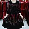 100% Silk Dress for Women Loose Jacquard A-Line Flocked Dress Vintage Soft Skin-Friendly Printed Velvet Dress Spring and Summer