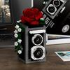Slr Retro Camera Mirror Flower Model Building Block Set-Creative Trendy Ornament Educational Toy For Children Gift Ornament