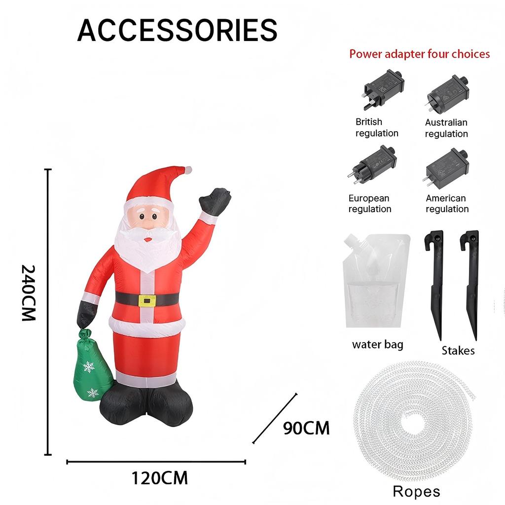 7.87FT LED Light Xmas Inflatable Santa Claus Gift Bag Toy Yard Party Decor Home Decor Supplies Ornaments Christmas Holiday Gift