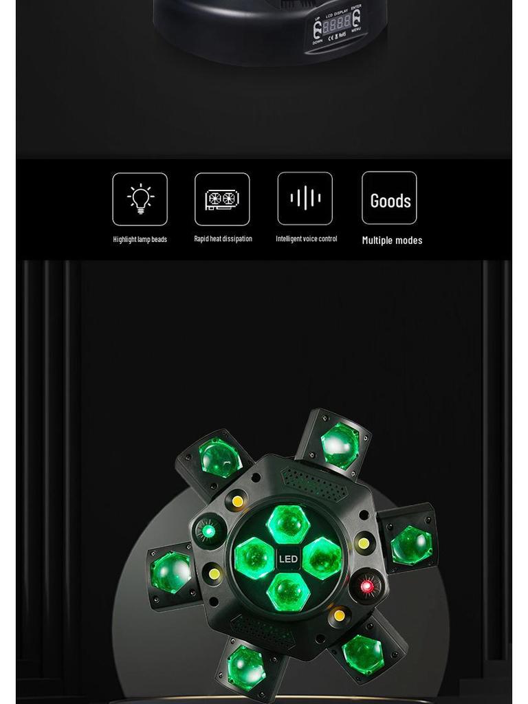 Professional Six-Arm Bee Eye Rotating Stage Light for Indoor Parties & KTV Bars