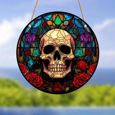 1pc Skull Windows Hangings, Skull Suncatchers Decoration Halloween Decor