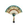 Style Rhinestone Chinese Style Collar Pin Enamel Fan Brooches Jewelry Accessories Women Brooch