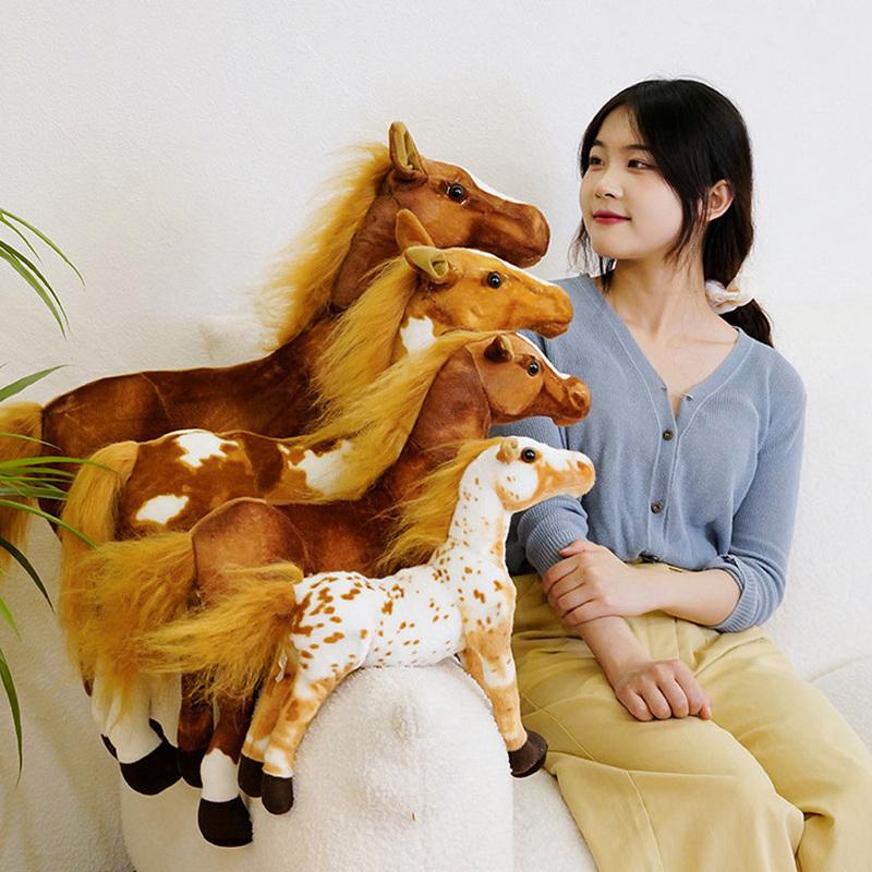 Giocattoli di Peluche Cavallo di Simulazione 30/40 Cm Animale di Peluche Carino Bambola Zebra Giocattolo Cavallo Morbido Realistico Oggetti di Scena per Fotografia Regalo di Compleanno per Bambini