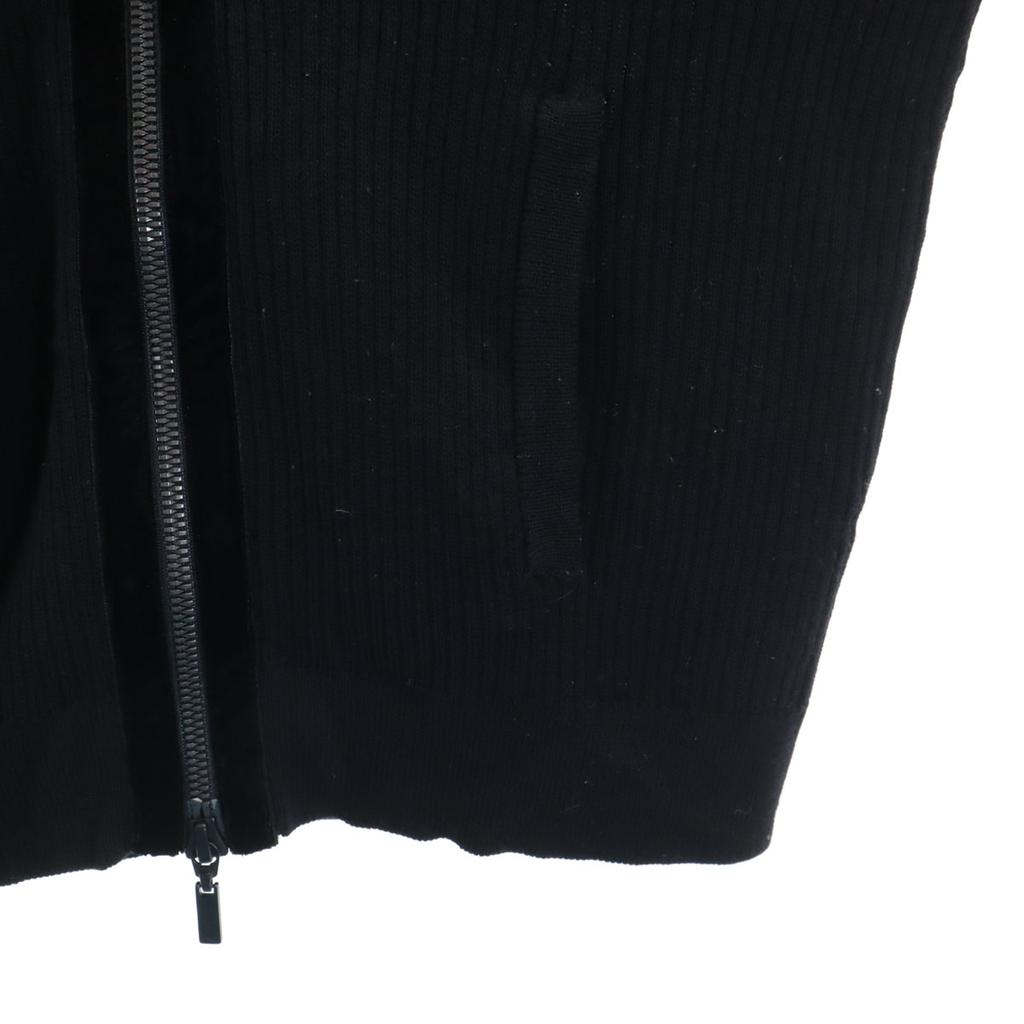 FOXEY Wool Long Sleeve Rib Knit Zip Hoodie 40 Black Women Used