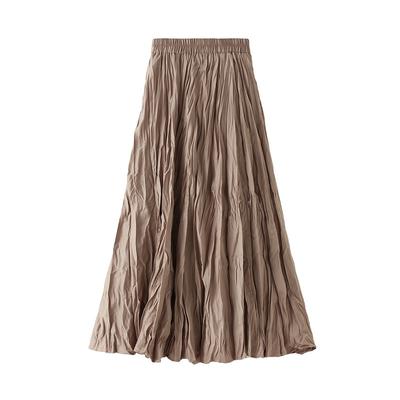 Autumn and Winter Women's Skirts Pleated Skirt Bustier Skirt Fall and Winter A-length Section of The Skirt Wrinkled Winter Skirt