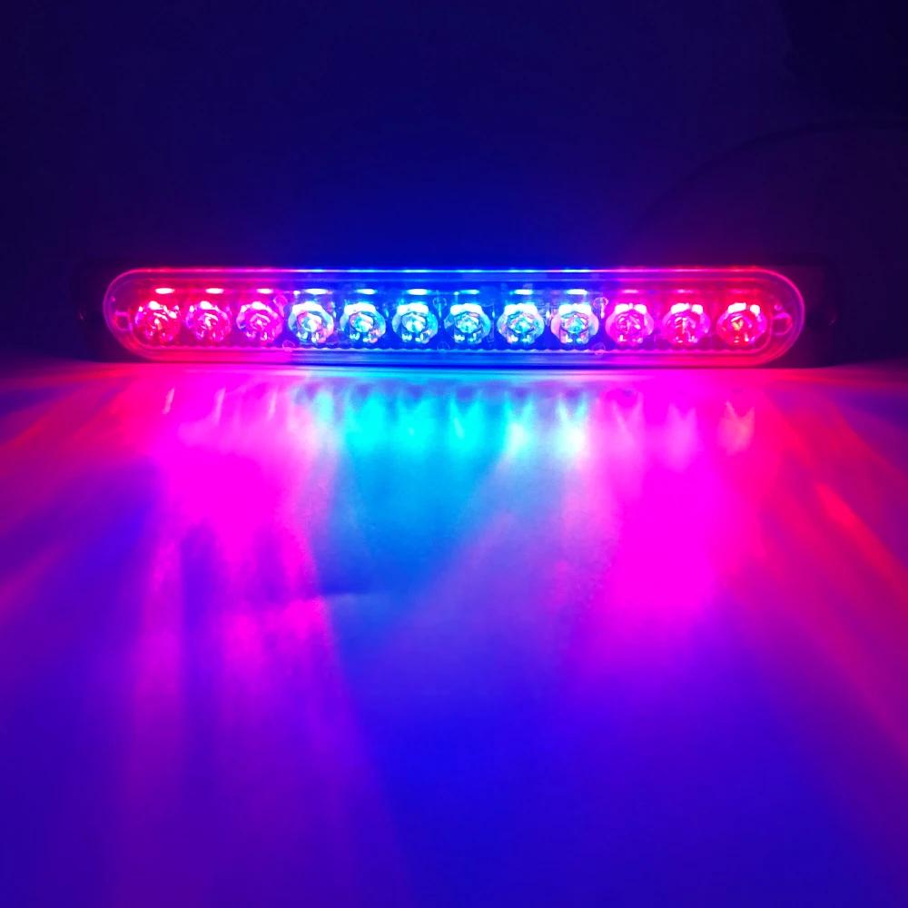 12LED Amber/White Car Truck Emergency Warning Hazard Flashing Strobe Light Bar Auto 12-24V Emergency Flashing Side Marker Light
