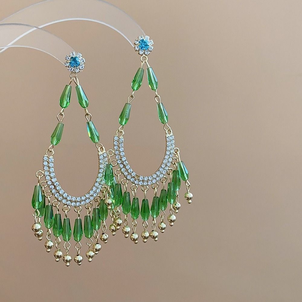 Hook Piercing Water Droplet Earrings Elegant Vintage Long Earrings Crystal Stud Earrings  Hipster