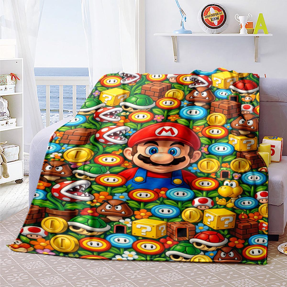 

Super Mario Printed Flannel Blanket - Cozy for Home, Bedrooms, Sofas, Beds & Travel YUN6507 75x90cm