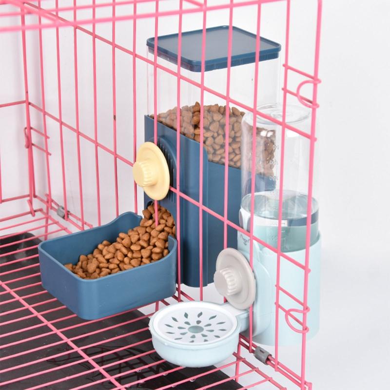 Rabbit Automatic Feeder for Cage Hanging Water Dispenser 17oz Water Bottle Food Bowl for Small Animal Hedgehog Hamster