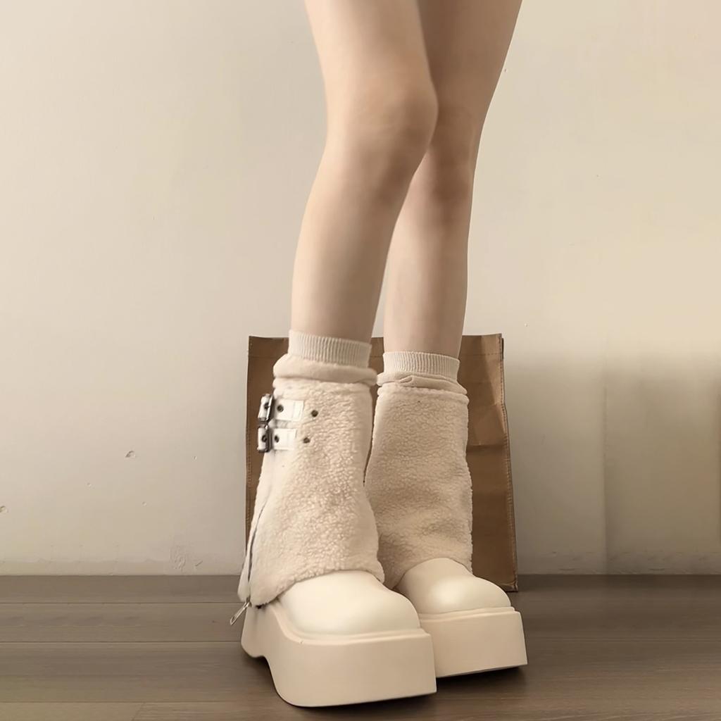 Thick-soled Lamb Wool Tall Snow Boots Women's 2025 Autumn and Winter Small Man Heightening Trouser Boots Plush Plush Boots