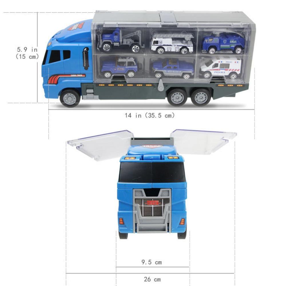 1/64 Scale Big Trucks Set Mini Alloy Diecast Car Model Toys Vehicles Carrier Truck Helicopter Tank Fire Truck Engineering Car Toys for Kids